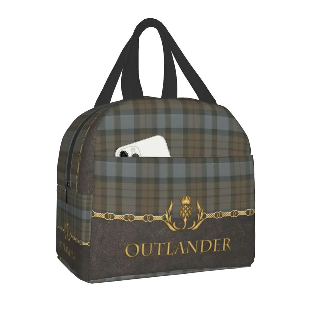 Роскошная сумка для обеда Outlander Tartan, портативная клетчатая термосумка-холодильник, пищевая изолированная коробка для обеда для детей, школьные сумки для пикника