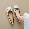 French Single Shoes Women Flat Bottom One Foot Stirrup Square Head Soft Bottom Shallow Mouth Bowknot Granny Shoes