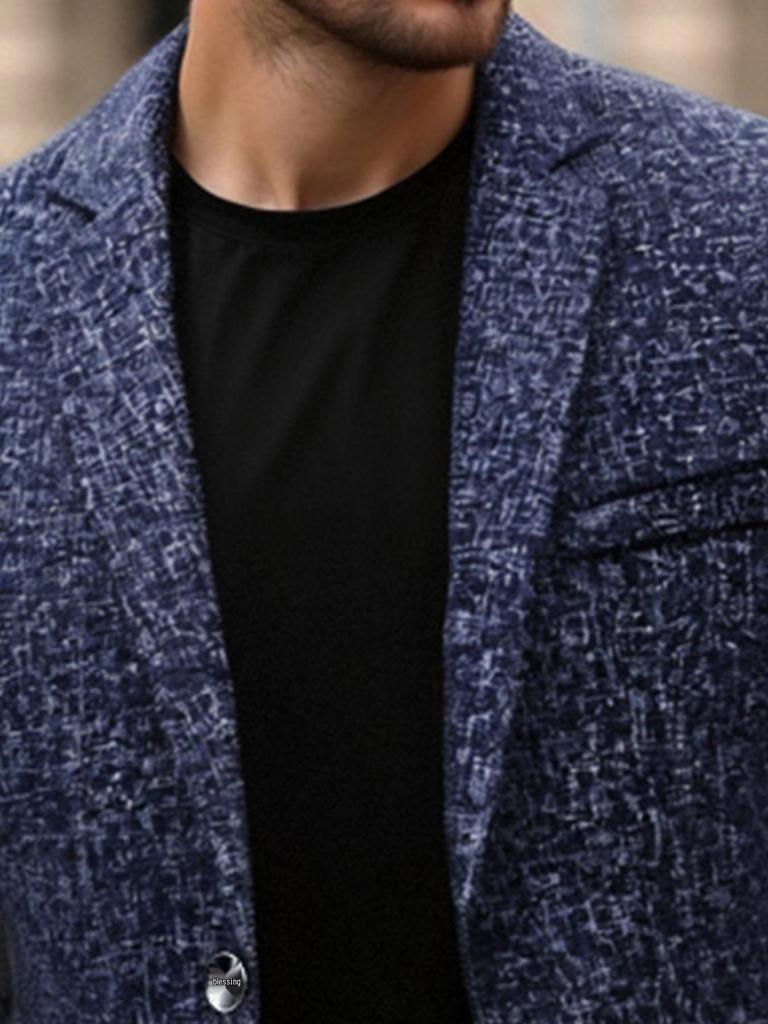 Мужской тонкий однобортный повседневный блейзер 2025 - Весна/Осень, Не требующий глажки