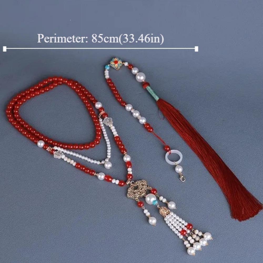 Chinese Style Hanfu Ruyi Pendant Tang Ming Song Dynasty Long Tassel Necklace Girls