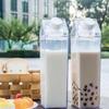 Square Milk CupTransparent Plastic Milk Cup Rotatable Sealed Fresh-keeping Milk Storage Bottle