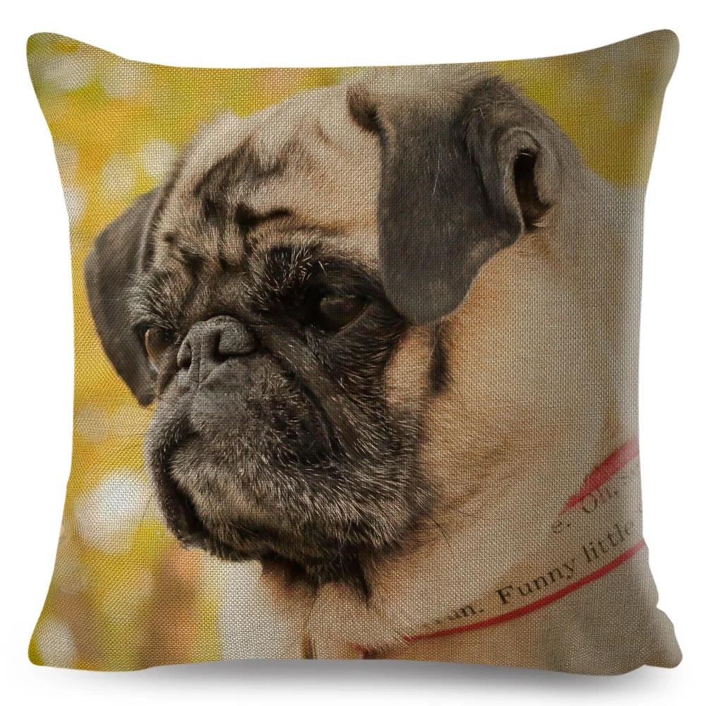 Both Sided Pug Dog Print Cushion Cover Decoration Pet Animal Pillow Case for Sofa Home Car Linen Pillowcase 45x45cm