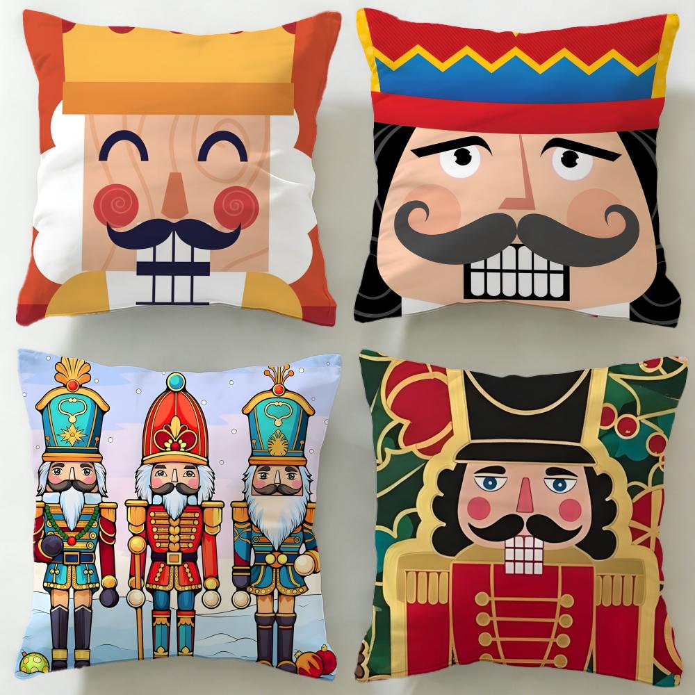 classic doll Nutcracker Doll Cushion Cover Soft EasyWash Pillow Case Versatile for Couch Bed Travel and Office