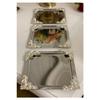 Stainless Steel Silver Four Side 3 Serving And Presentation Trays With Roses