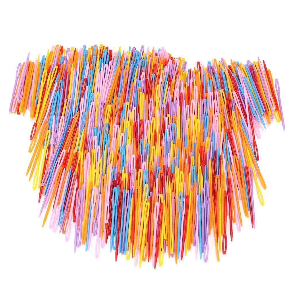 1000Pcs Plastic Sewing Needles Safety Big Eye Colorful Knitting Needle for Kids Crochet Darning