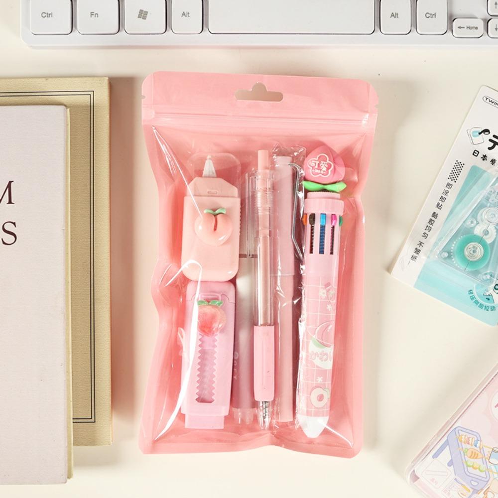 Portable Stationery Set 6-in-1 Ballpoint Pen Durable Pencil Eraser Students Gift