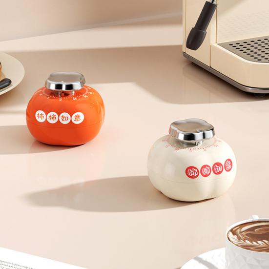 Persimmon Shape Mechanical Kitchen Timer with Magnetic Back Cute Cooking Reminder for Baking Boiling 60-Minute Countdown Loud Ringing Timer