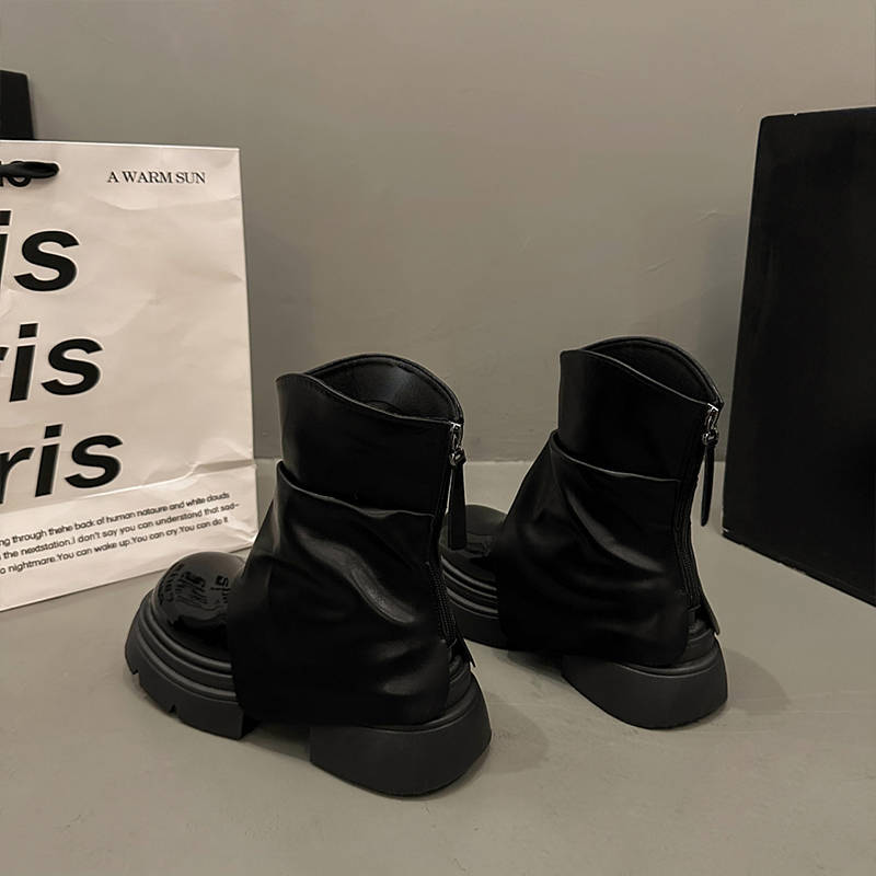 2025 новая осенняя белая женская обувь Мартин на небольшой толстой подошве, увеличивающая рост, ретро ботильоны, британские короткие ботинки