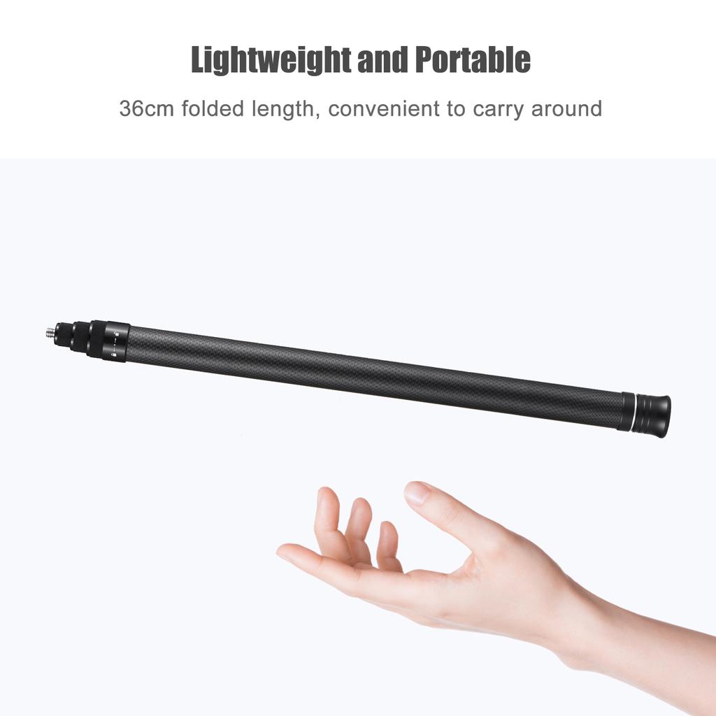 Portable Selfie Stick Carbon Fiber Stand Camera Bracket 1 4 Inch Screw Mount 36cm 150cm 14.2in 59in Adjustable Length