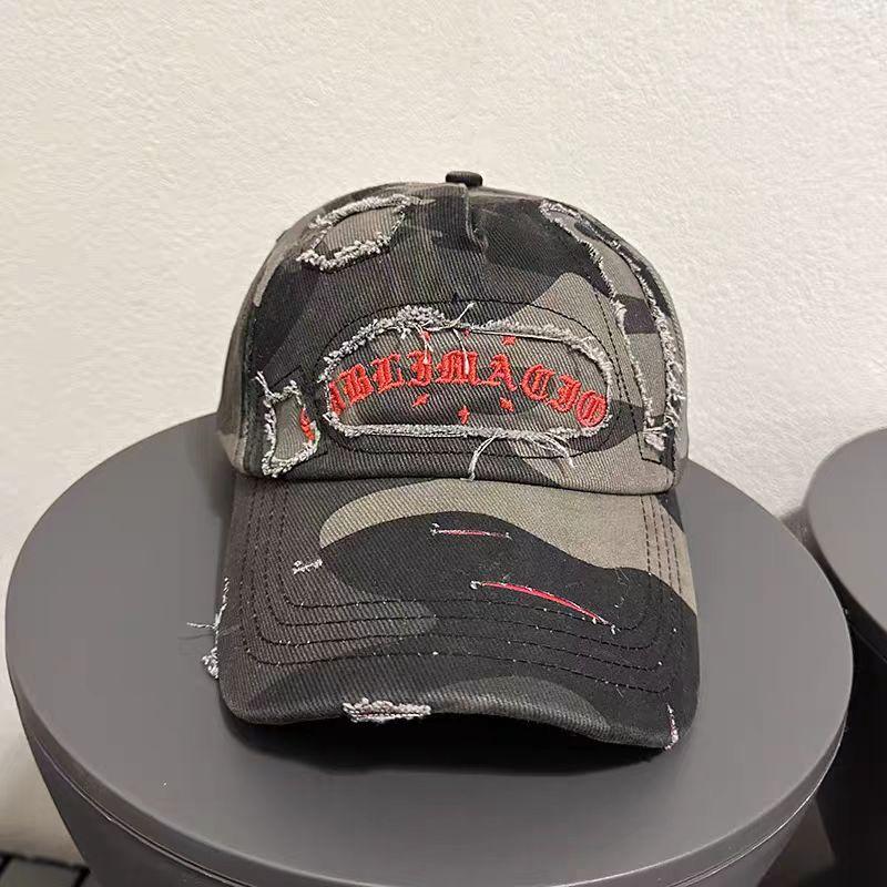 Camouflage patch baseball cap for women, spring and summer street style, embroidered wide brim, versatile for men