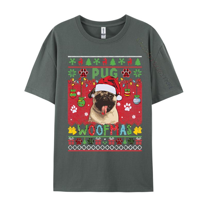 Pug Christmas Woof Santa Pug Matching Tshirt Graphic T Shirts 100 Cotton Breathable Tshirt Free Shippping Clothes