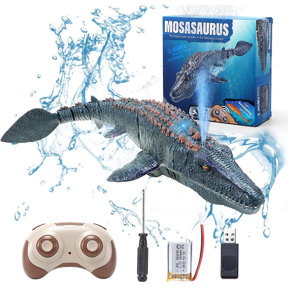 Динозавр с дистанционным управлением для детей Mosasaurus Игрушки для дайвинга Радиоуправляемая лодка с легким распылением воды для бассейна Озеро Ванная комната Ocean Protector Игрушки для ванны