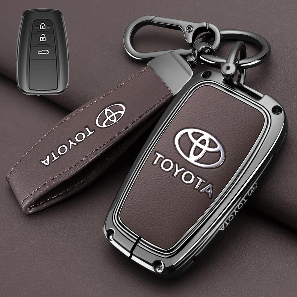 GQUL6 Zinc Alloy Leather Car Key Case Cover Shell for Toyota CHR Hilux Fortuner Land Cruiser 200 Camry Corolla Crown RAV4 Highland
