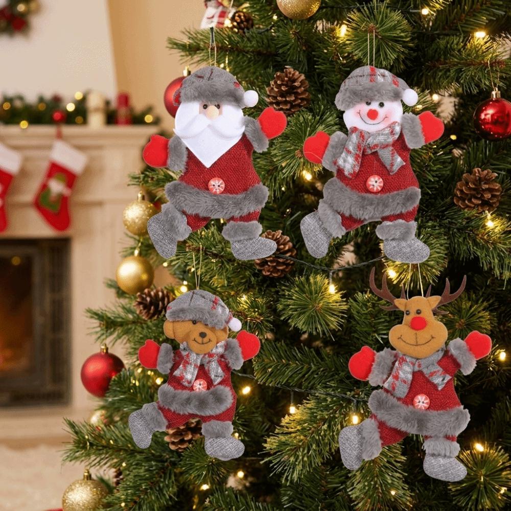 4pcs Snowman Christmas Tree Decoration Elk Christmas Tree Ornaments Christmas Pendant New Year