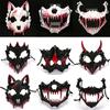 Halloween Half-face Mask Tiger Night Fork Tengu Man Wolf Nue Mask Prom Performance Masks