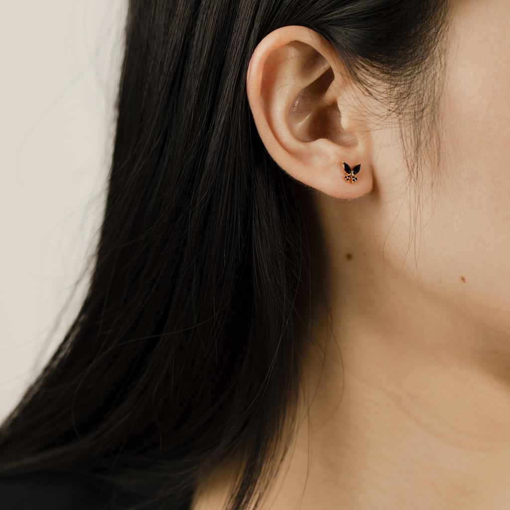 ANDYWEN Серьги-гвоздики из стерлингового серебра 925 пробы 2023, золотые прозрачные серьги-гвоздики в виде бабочки, женские зажимы в стиле рок-панк, аксессуары для свадебной вечеринки