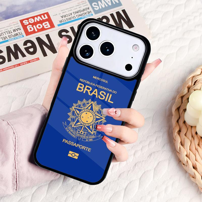 Чехол для телефона Паспорт Бразилии для IPhone 17 16e 15 14 13 12 11 Pro Max Air Mini Мягкий Защитный Чехол