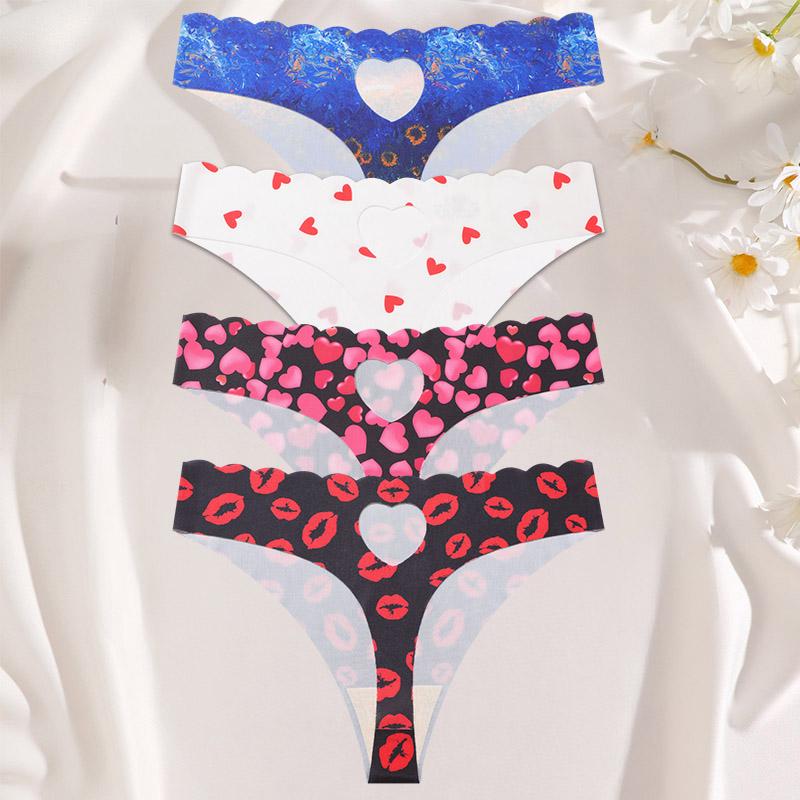 FINETOO 4 шт. ультрамягкое бесшовное нижнее белье женские стринги из ледяного шелка сексуальные эластичные однотонные женские невидимые дышащие трусики