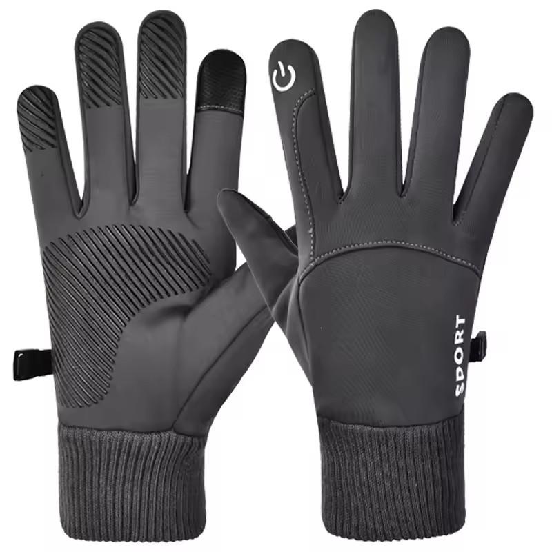 Winter Cycling Gloves Windproof Thicken Fleece Thermal Full Finger Ski Gloves Waterproof Touchscreen Motocycle Driving Gloves