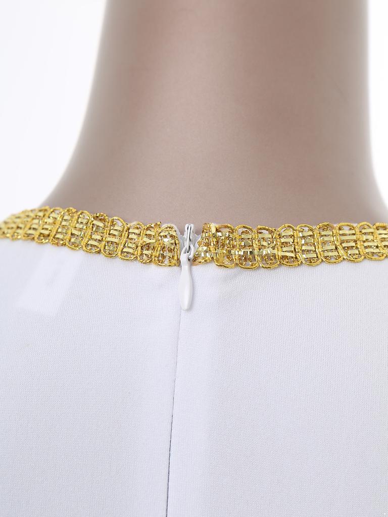 Женское платье-тога в римско-греческом стиле с V-образным вырезом, расклешенными рукавами, металлизированной блестящей отделкой, платье-халат на Хэллоуин, костюм для косплея