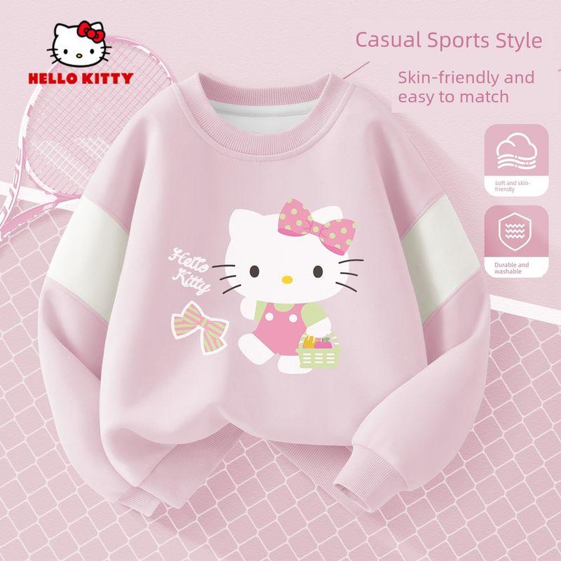 Hellokitty Girls' Sweatshirt, Spring and Autumn Style, Pink Children's Top, Early Spring Children's Clothing, Girls' Long-Sleeved Base Shirt