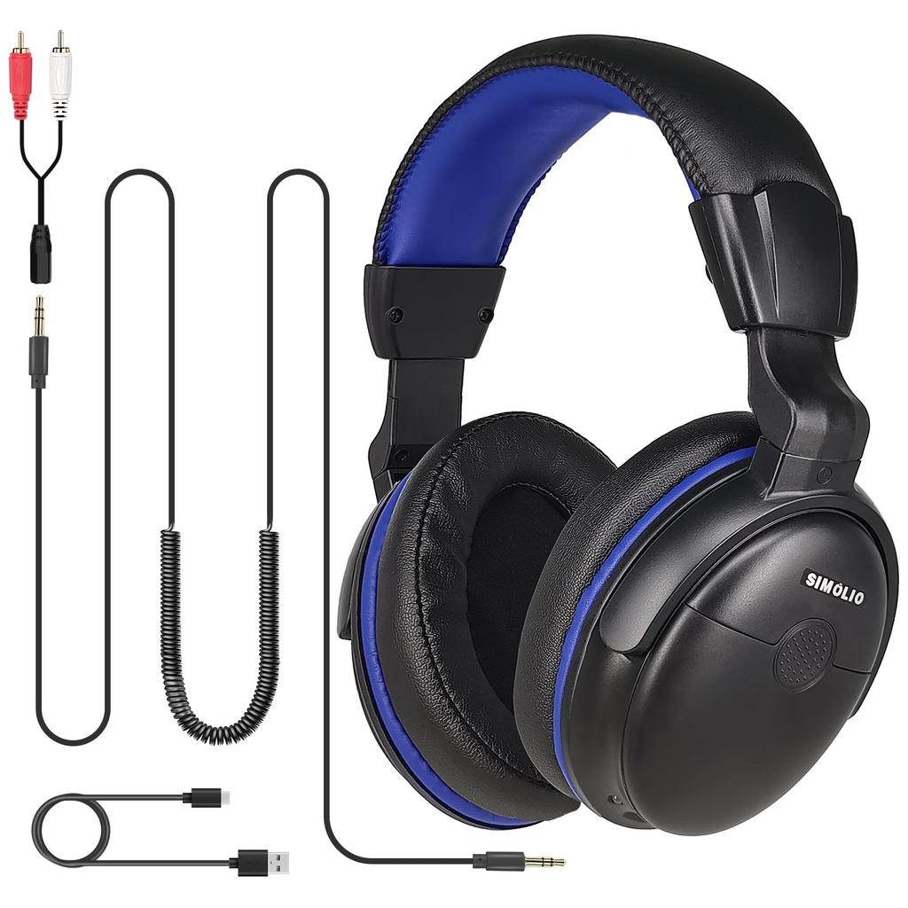 SIMOLIO Wired Headphones for Clear Sound Volume Headphones for TV, & Amplification, Over-Ear Seniors, 40-Hour Playback, SM-905TV