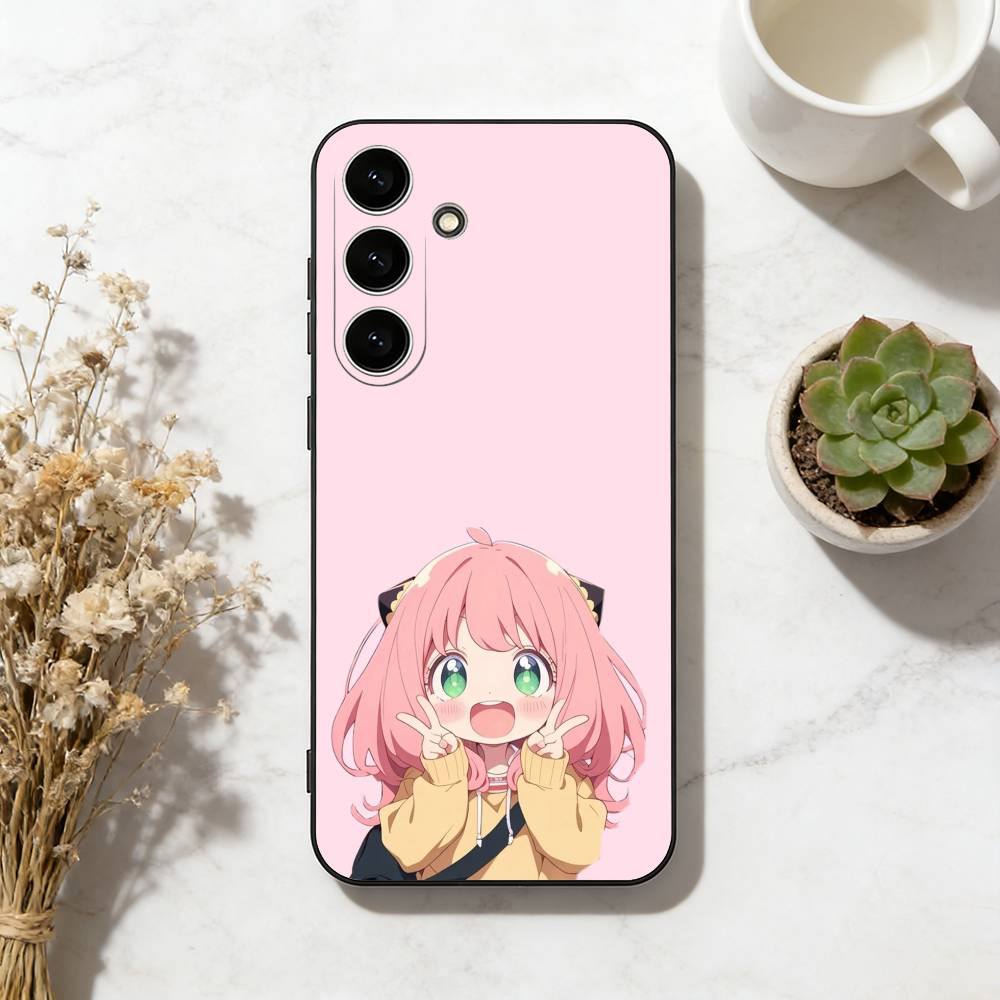 C-Cute Anya Chibi Style Phone Case For Samsung Galaxy A73,A72,A71,A70,A53,A52,A51,Soft Black Shell