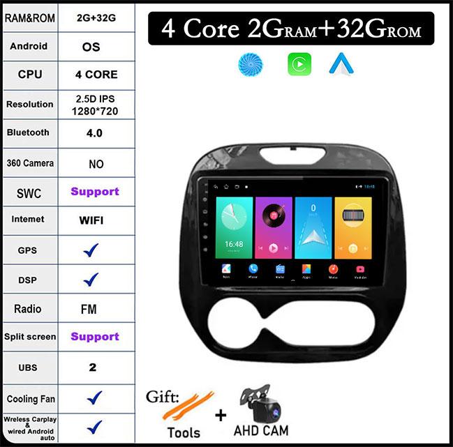 9 дюймов Для Renault Kaptur Captur 2016 2017 2018 2019 Android 14 Автомагнитола Мультимедийный GPS-плеер Стерео Carplay WIFI BT