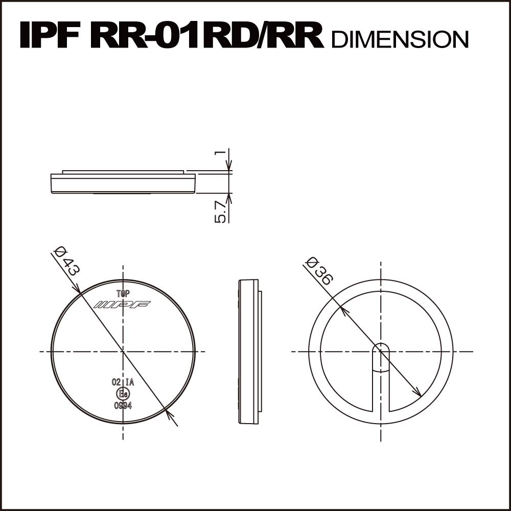 IPF RR-01RR Кастомный материал Рефлекторный задний круглый красный автомобильный рефлектор 1 шт.