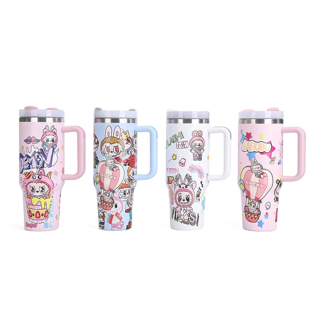 Cartoon 40oz Car Cup Creative Stainless Steel Thermos Cup Cute Large Capacity Straw Car Cup