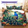 Peacock Oil Painting Pattern Bedding Quilt Set Quilt Cover Pillowcase Home Decoration Birthday Gift (1 * duvet cover + 2 * pillowcase, without core)