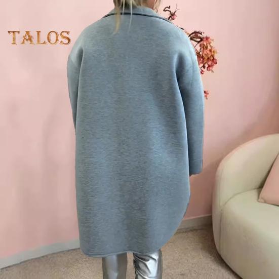 Женское зимнее пальто, однобортное, с отложным воротником в стиле ретро, с длинными рукавами, на пуговицах, кардиган средней длины, с разрезом, весна-осень, шерстяное пальто для активного отдыха