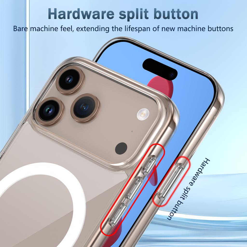 Прозрачное закаленное стекло для чехла телефона для iPhone 17 Pro Max 17 Air, не желтеющее, прозрачный твердый поликарбонатный бампер