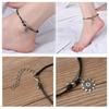Vintage Fashion Leather Multi Layer Women Anklets Sun Pendant Beads Charm  Foot Chain
