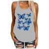 Women's Casual Fashion Loose Round Neck Colorful Butterfly Print Undershirt Tops