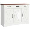 Buffet Cuisine Storage Cabinet With 3 Barn Doors 2 Drawers And Adjustable Shelves 108 X 40 X 81 Cm White