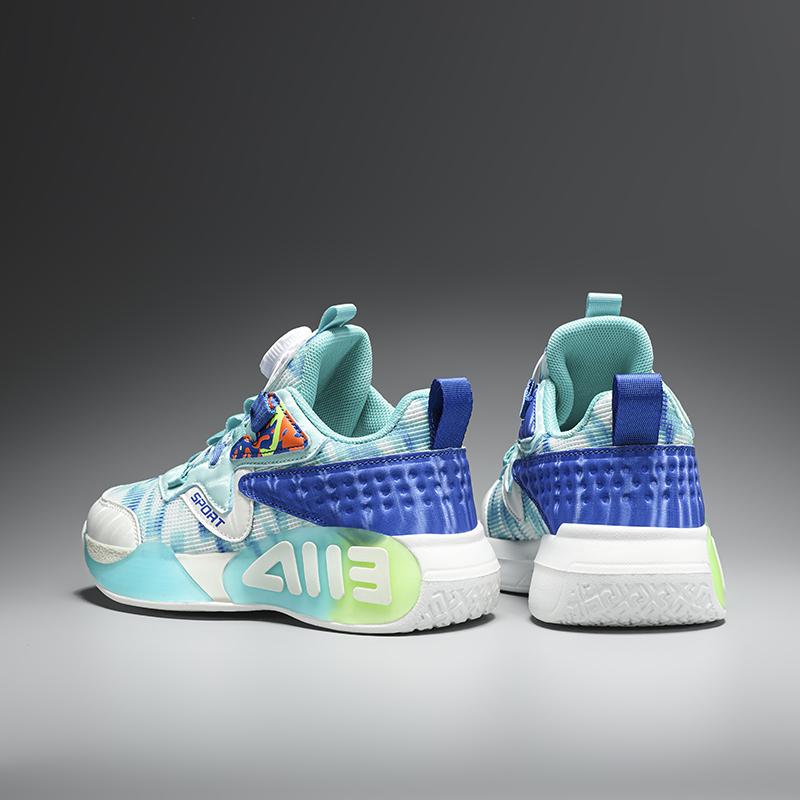 Боевые нескользящие спортивные кроссовки для мальчиков, новые детские амортизирующие баскетбольные кроссовки с вращающимися кнопками, большие детские сетчатые кроссовки