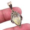 Natural Lemon Quartz 925 Solid Sterling Silver TwoTone Gift Pendant 1.50" A1Z45