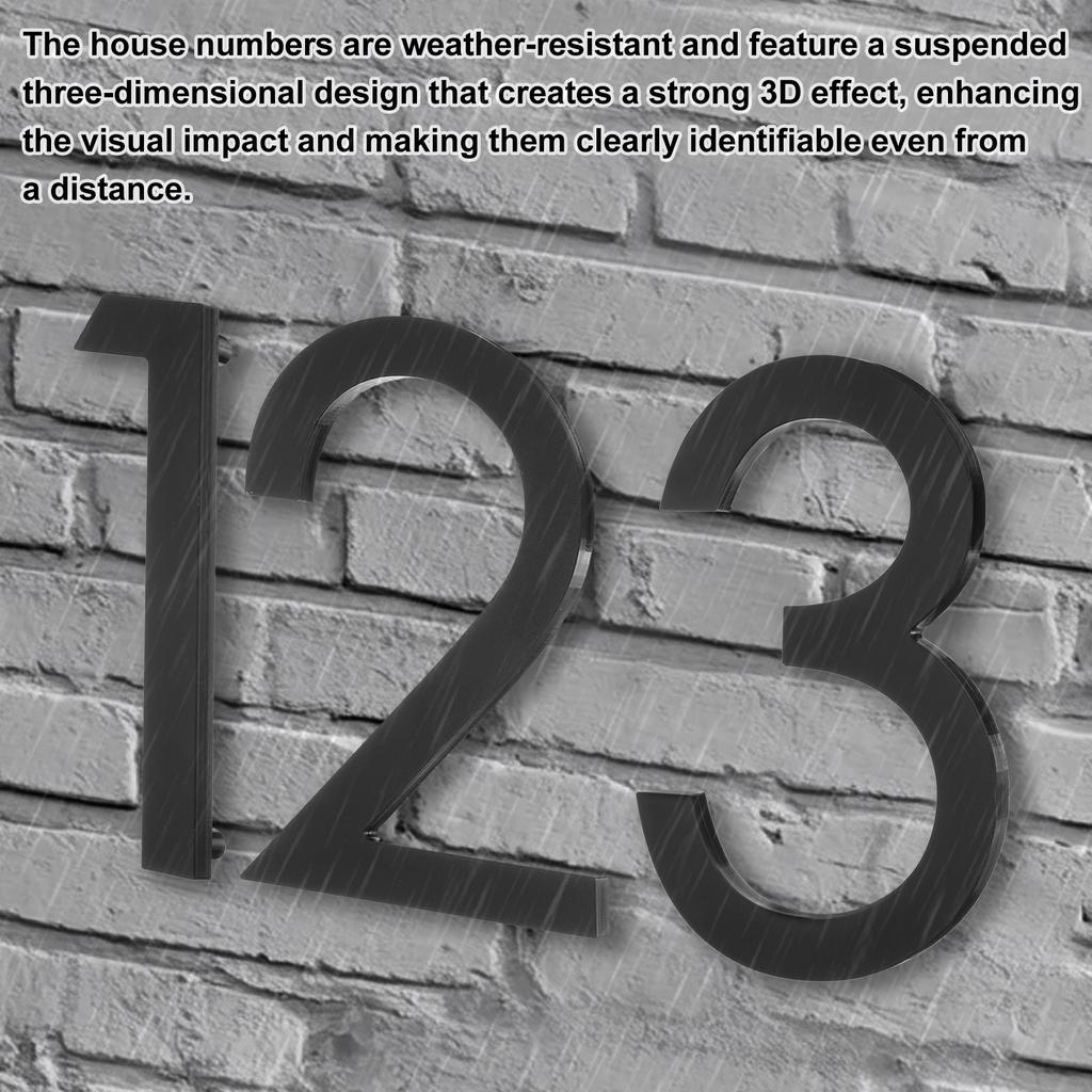 0-9 Floating House Numbers Solid Aluminum Modern Address Number for Outside with Nails Kit for Home Street Office Sign Black 5"