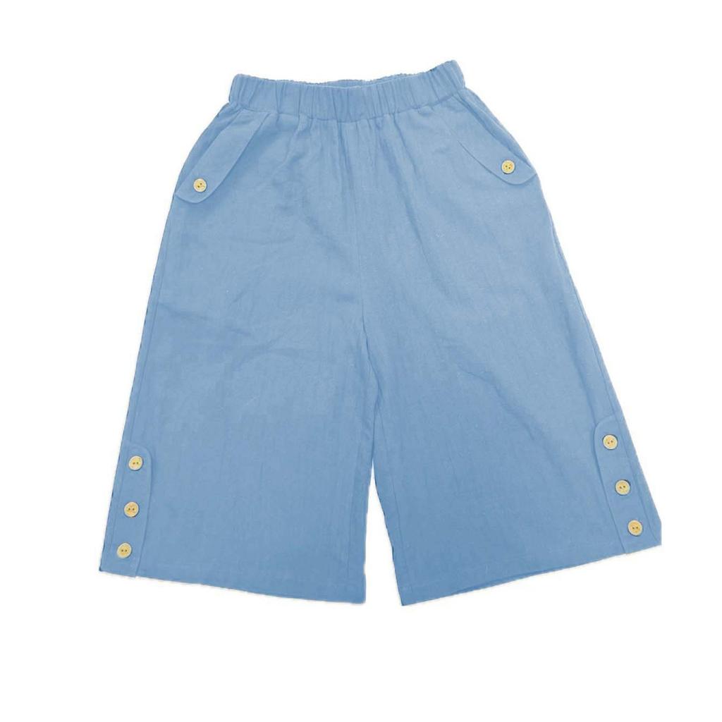 Women's Fashionable Solid Color Elastic Waist Pocket Five Quarter Casual Pants Straight Leg Pants