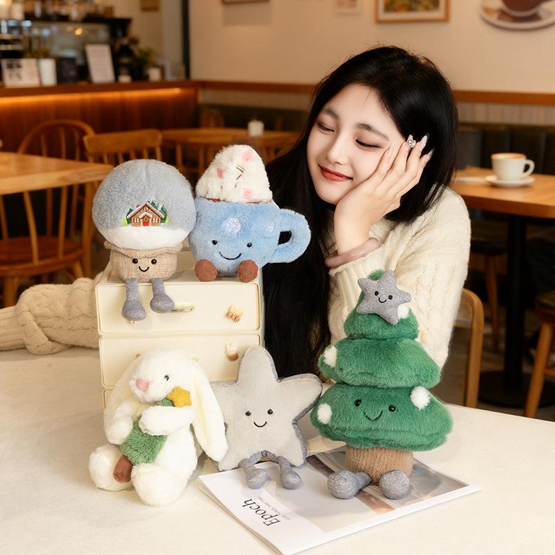 Christmas Christmas Tree & Snow Globe Plush Toys Holiday Pillow Festive Decor Stuffed Ornaments Collectible Companion Doll Gift