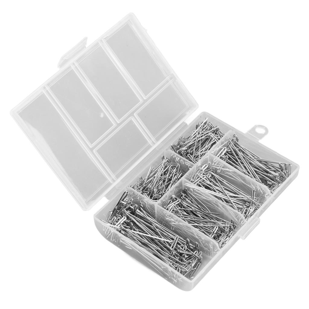 450pcs T Pins Rust Proof Steel Assorted Long Straight Pins with Clear Box for Wig Making Crafts Sewing