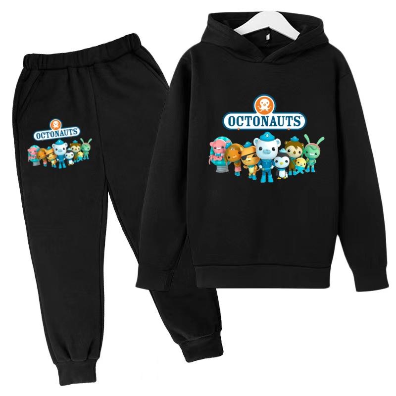 Детская одежда Толстовка Аниме OCTONAUTS Принт Длинный рукав Спортивная одежда Куртка+Брюки 2 шт Мальчик Девочка Малыш 3-12 лет Повседневный Топ Модный Комплект