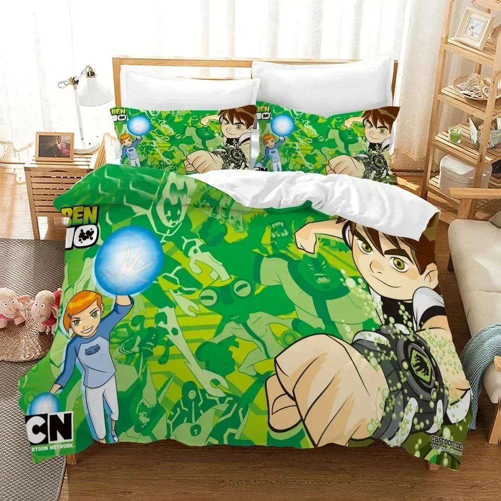 3D Cartoon Ben10 Duvet Cover with Pillow Cover Bedding Set Printed Bed Set With Pillowcase Soft Queen King Size Bedclothes Home