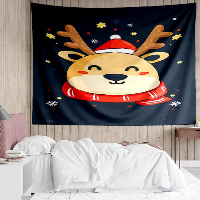 Christmas-reindeer Print Tapestry, Backdrop, Easy Setup, Ideal for Bedroom, Office & Living Room, with Aesthetic Wall Hanging Decor.