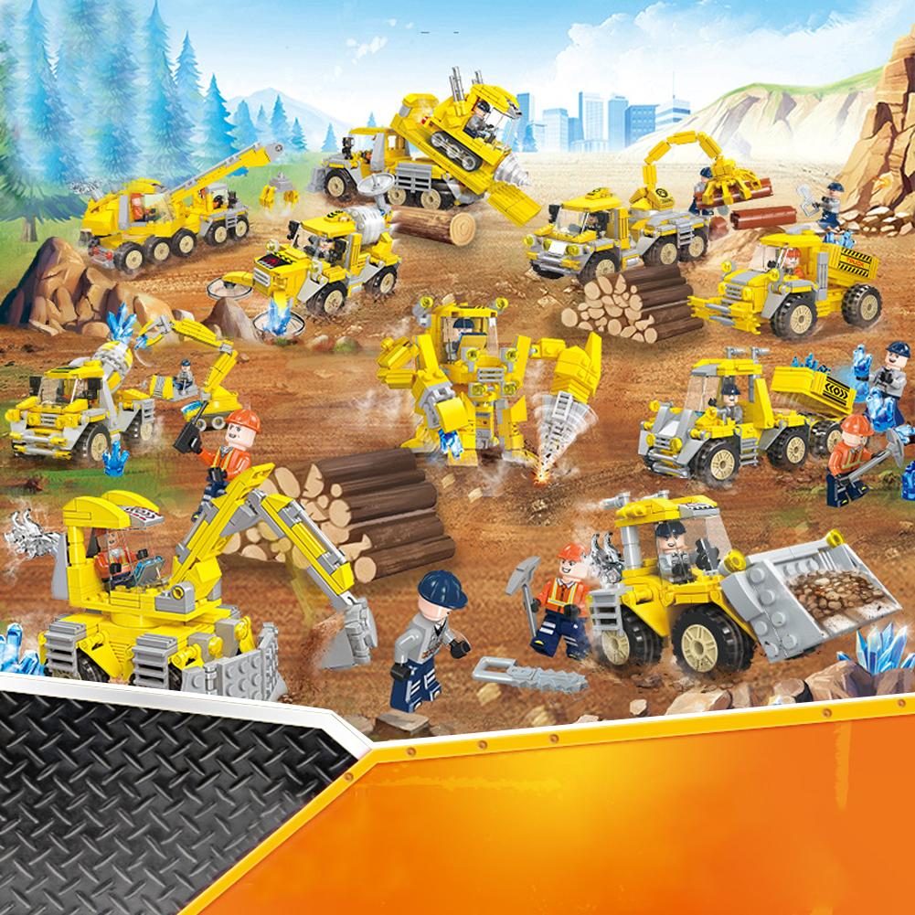Construction Engineering Vehicle Building Blocks Toys Plastic Small Particles Diy Assembled Toys For Birthday Gifts