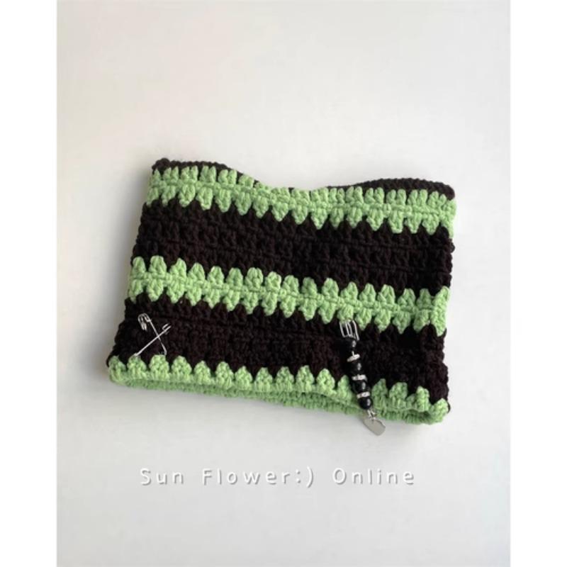 Handmade Striped Cat Ears Beanies Hats for Women Autumn and Winter Casual Warm Japanese Y2k Devil Pullover Knitted Caps Men