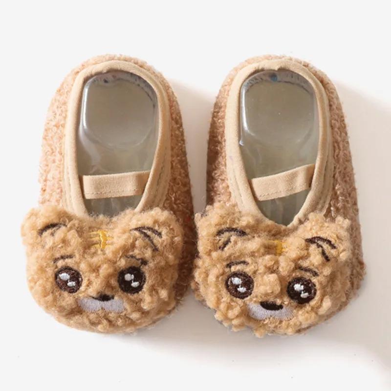 Warm Plush Baby Slippers Autumn Winter Toddler Floor Sock Shoes Boy Girl Children Soft Anti-slip Walking Shoes Indoor Kids Shoes