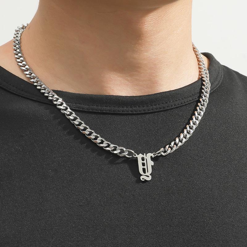 Подвеска из нержавеющей стали с английской буквой, кубинская цепочка - Хип-хоп тренд