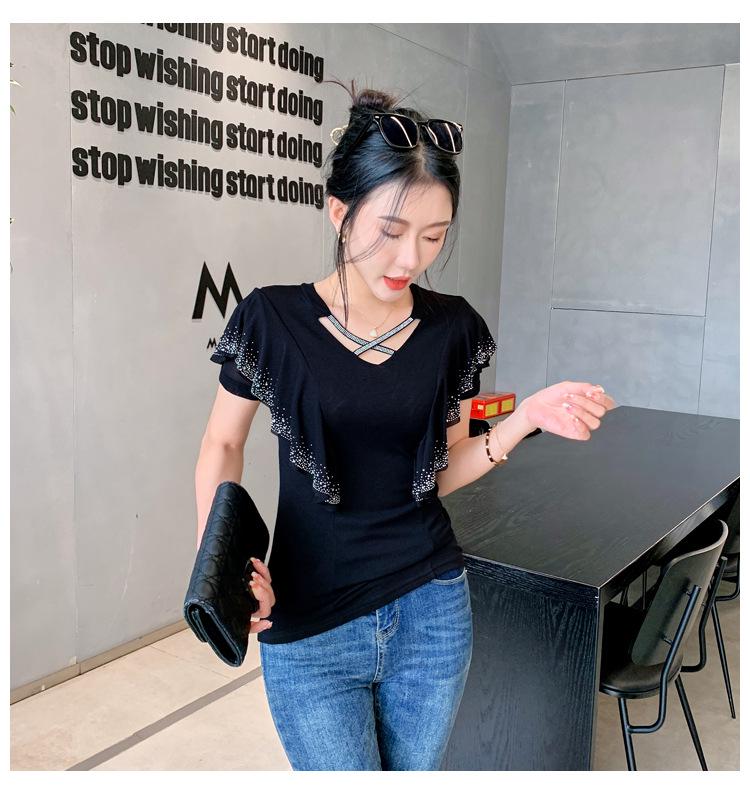 Весна 2025 Мода Сетка Ажурный Волан Длинный Рукав Женский Топ